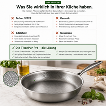 Carica l'immagine nel visualizzatore di Gallery, TitanPur Pro – Padella in titanio senza rivestimento e senza PFAS e PTFE | 28 cm