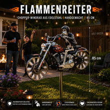 Lade das Bild in den Galerie-Viewer, Flammenreiter – Chopper-Windrad - Handgemacht 85 cm