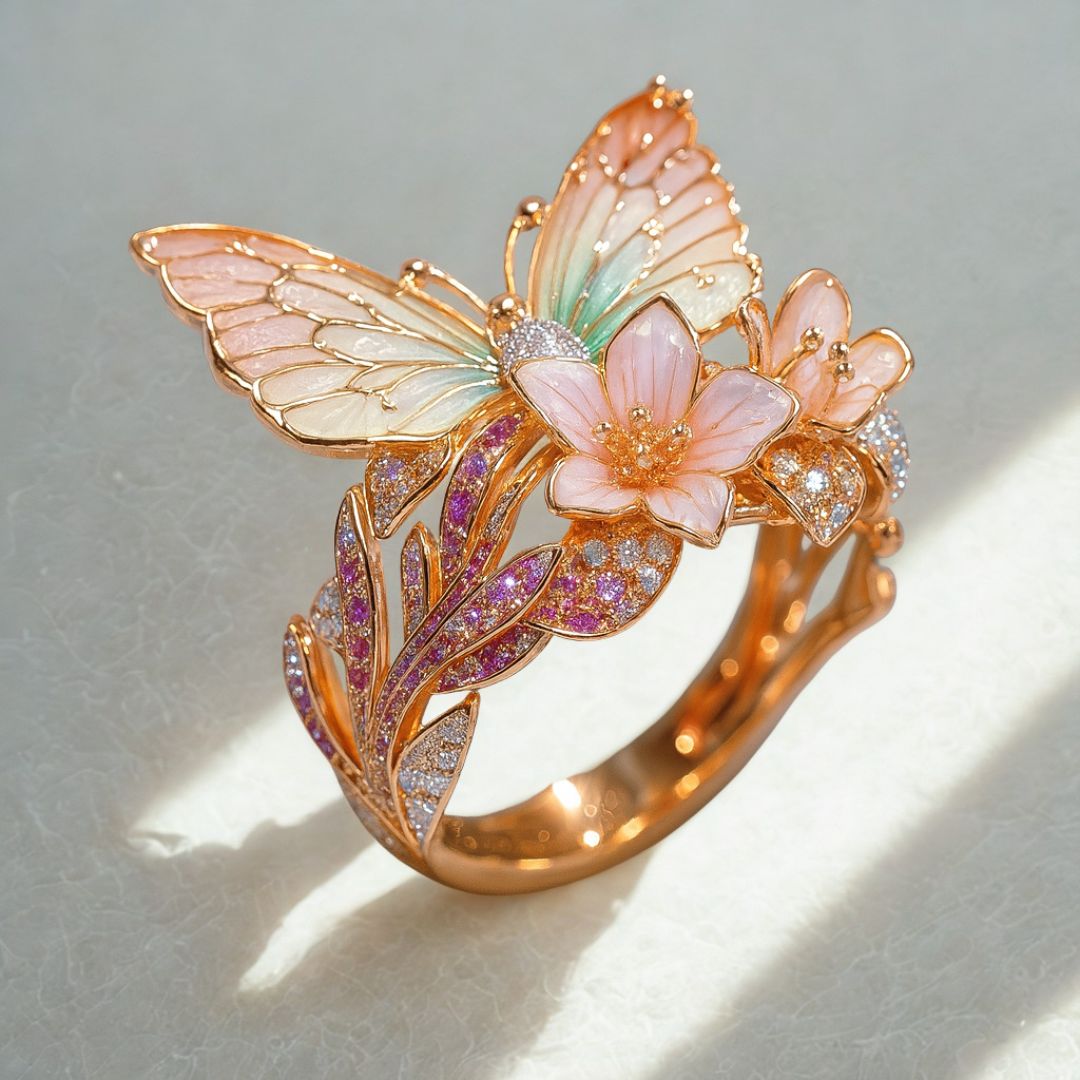 Anello floreale vintage – Poema fiorito in oro