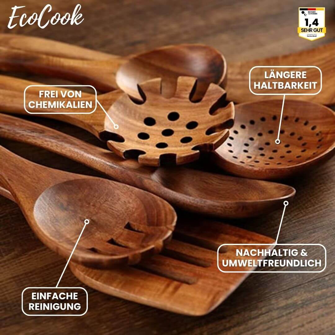 EcoCook | Set di utensili da cucina in teak da 7 pezzi