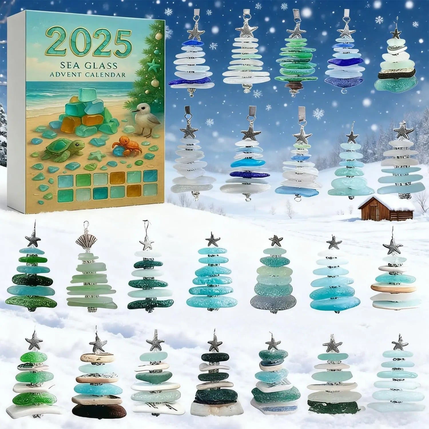 Calendario dell'Avvento magico con vetro di mare – Ogni giorno un vero tesoro ritrovato