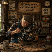 Lade das Bild in den Galerie-Viewer, Flammenreiter – Chopper-Windrad - Handgemacht  85 cm
