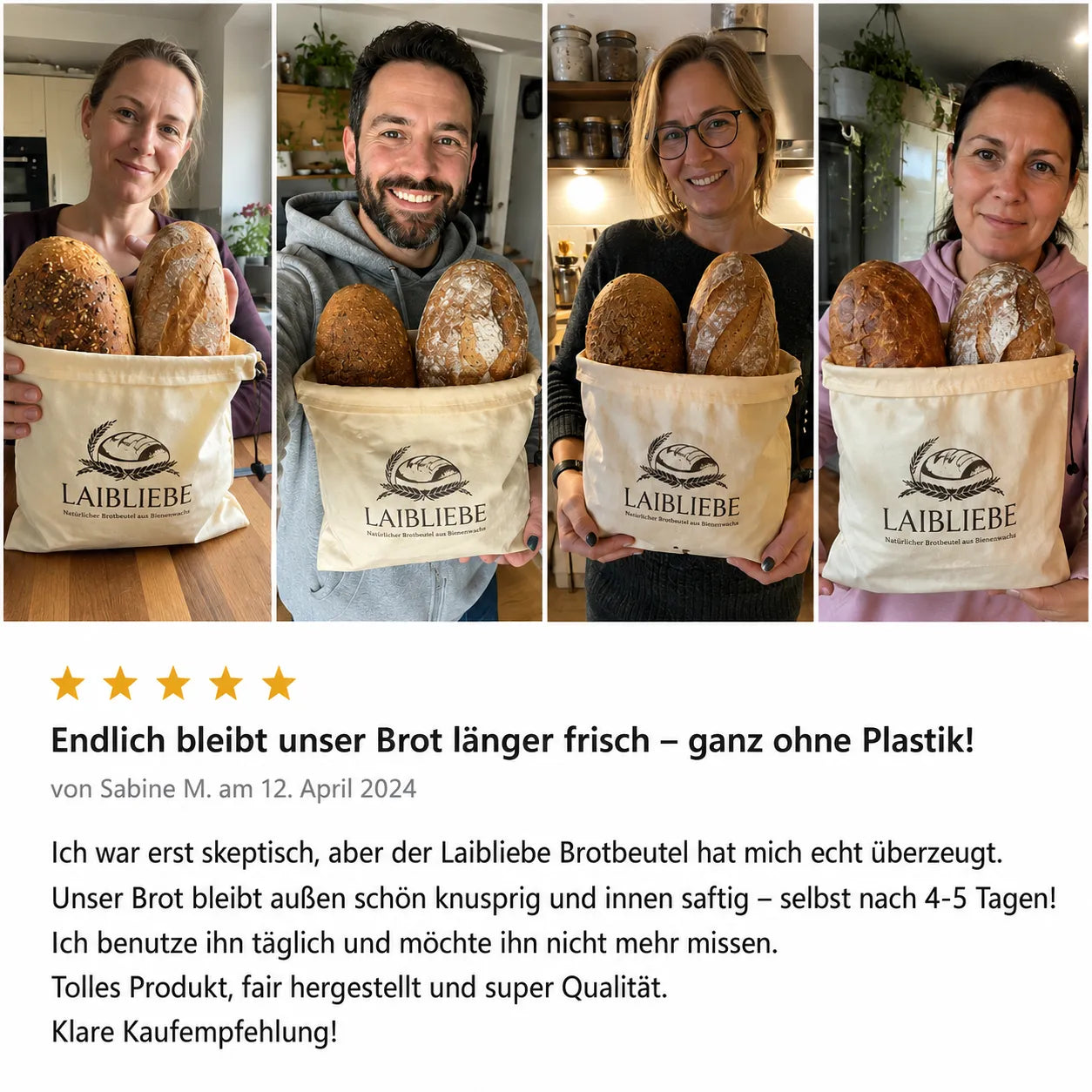 LaibLiebe – natürlicher Brotbeutel aus echtem Bienenwachs - Brot länger frisch halten