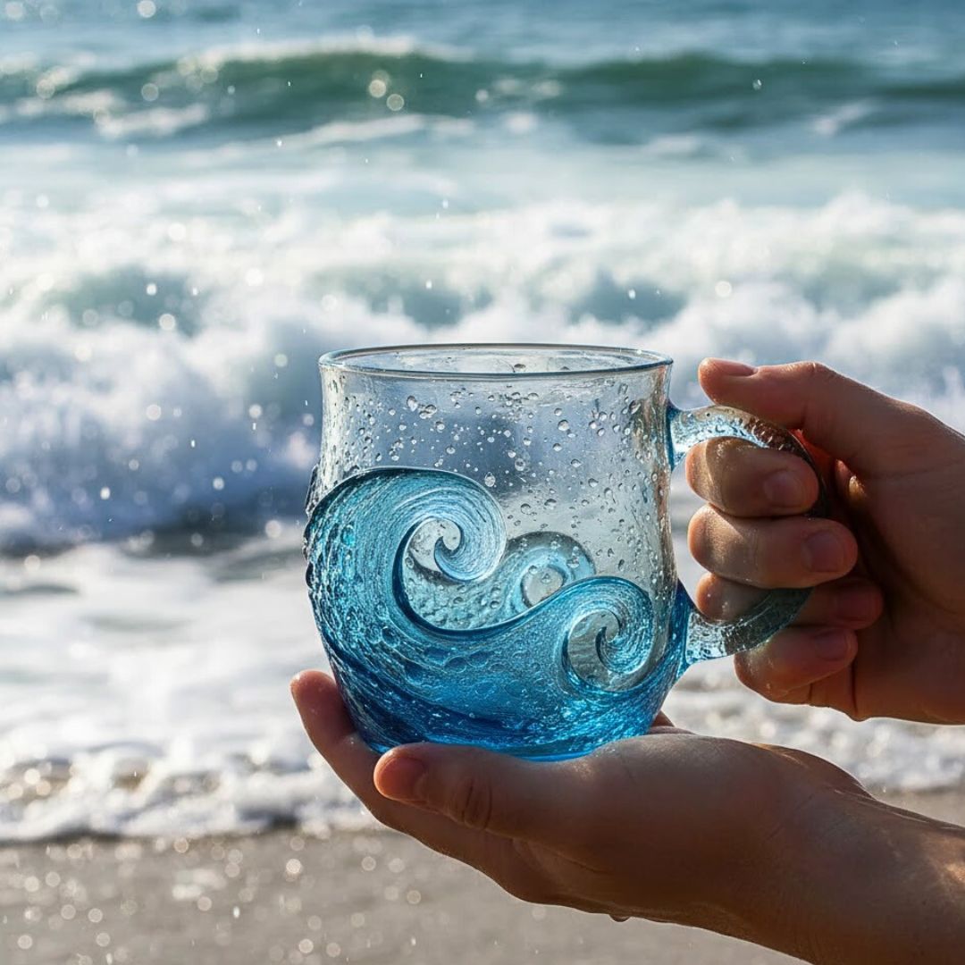 Suono del mare – Vetro artigianale con struttura ondulata