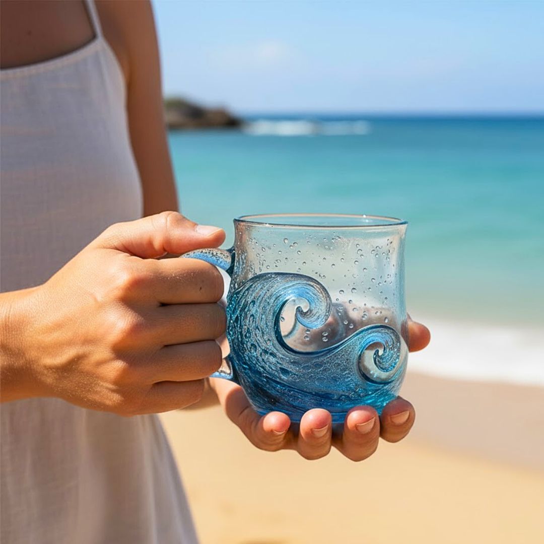 Suono del mare – Vetro artigianale con struttura ondulata
