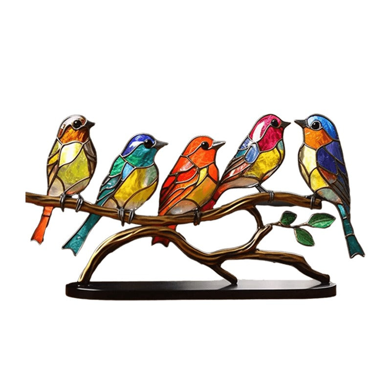 Opera d'arte fatta a mano - Scultura di uccelli colorata